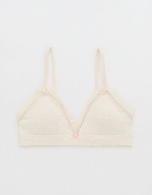 Superchill Cotton Rib Lace Trim Triangle Bralette