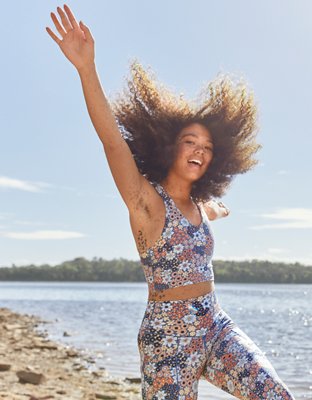 OFFLINE By Aerie Real Me Bra deportivo de línea larga con espalda deportiva