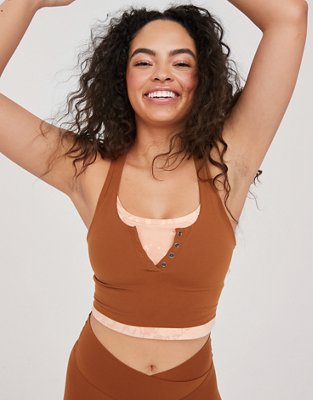 OFFLINE By Aerie Real Me Henley Longline Sports Bra