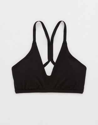 Aerie Real Me Strappy Back Sports Bra In Black