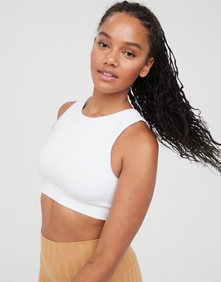 Aerie Offline by White Ribbed Bralette Medium Support Large - $22
