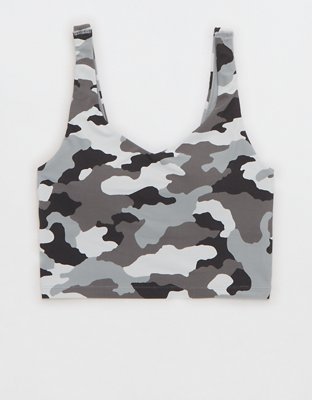 Shyle Grey Camouflage Print Racer Back Sports Bra