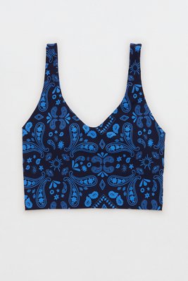 Aerie NWT Royal Blue Pattern Mesh Racerback Padded Sports Bra