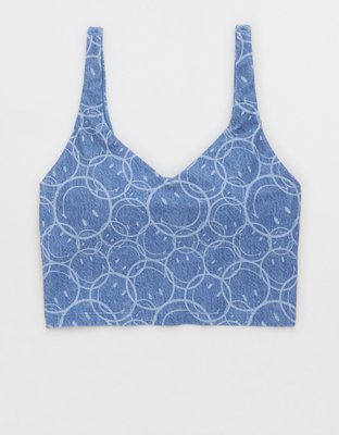 Ae x Aerie Match Made In Denim Smiley® Real Me Low Key Longline Sports Bra