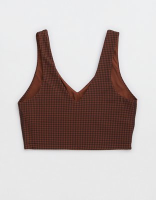 OFFLINE By Aerie Mini Houndstooth V-Neck Longline Sports Bra