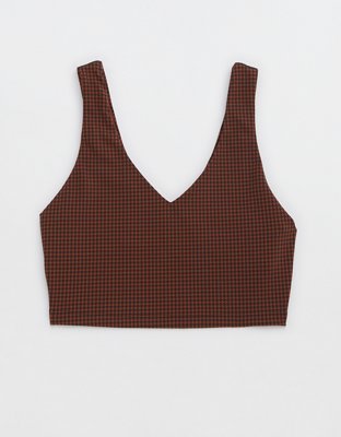 OFFLINE By Aerie Bra deportivo corto con escote V y diseño de pata de gallo pequeña