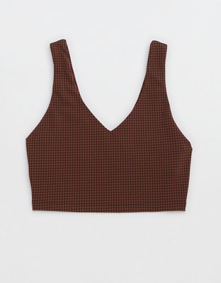 OFFLINE By Aerie Mini Houndstooth V-Neck Longline Sports Bra