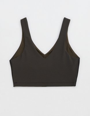 OFFLINE By Aerie Mini Houndstooth V-Neck Longline Sports Bra