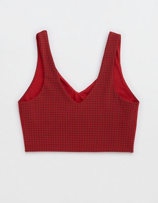 OFFLINE By Aerie Mini Houndstooth V-Neck Longline Sports Bra