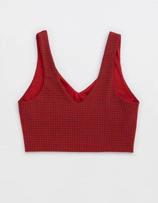 OFFLINE By Aerie Mini Houndstooth V-Neck Longline Sports Bra