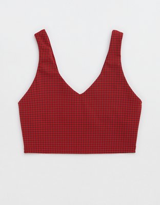 OFFLINE By Aerie Mini Houndstooth V-Neck Longline Sports Bra
