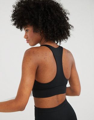 Aerie Real Me Strappy Back Sports Bra In Black