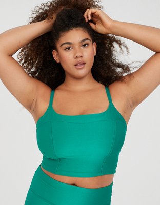 OFFLINE By Aerie Rise N Shine Bra Deportivo de Línea Larga en Punto Elástico
