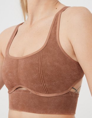 New Look ribbed seamless bra in tan