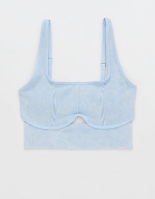 Спортивное бра AE Longline, без швов, деним — Aerie — фото 4