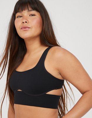 Layered Cut Out Sports Bra 385, Black