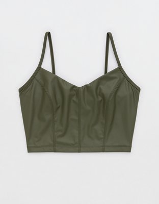 Pigment green faux-leather bralette