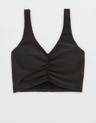 OFFLINE By Aerie Stripe Rib Ruched Low Key Sports Bra