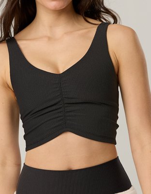 OFFLINE By Aerie Stripe Rib Ruched Low Key Sports Bra