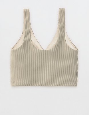 OFFLINE By Aerie Stripe Rib Ruched Low Key Sports Bra