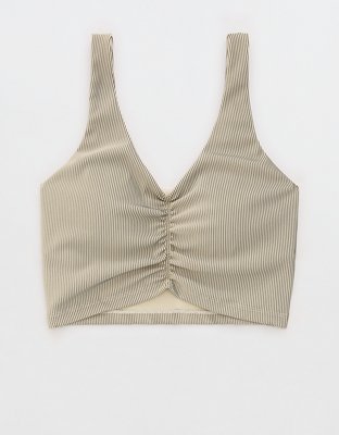OFFLINE By Aerie Stripe Rib Ruched Low Key Sports Bra