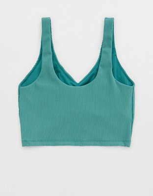 OFFLINE By Aerie Stripe Rib Ruched Low Key Sports Bra