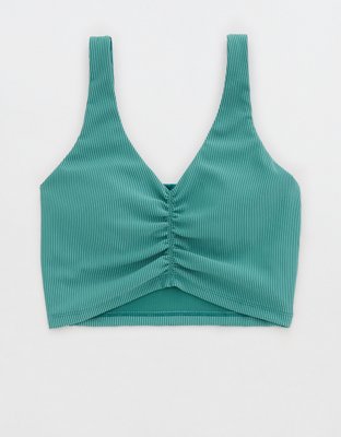 OFFLINE By Aerie Stripe Rib Ruched Low Key Sports Bra