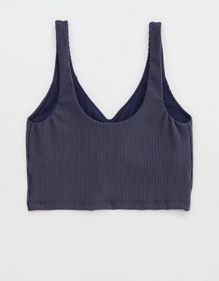 OFFLINE By Aerie Stripe Rib Ruched Low Key Sports Bra