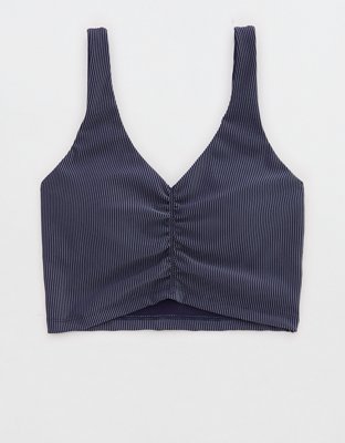 OFFLINE By Aerie Stripe Rib Ruched Low Key Sports Bra
