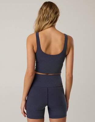 OFFLINE By Aerie Stripe Rib Ruched Low Key Sports Bra