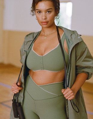 OFFLINE By Aerie Real Me XTRA Rib Picot Sports Bra