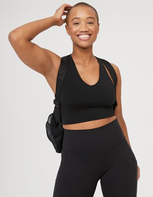 Offline by Aerie Real Me Recharge Black Sports Bra Top Size Medium
