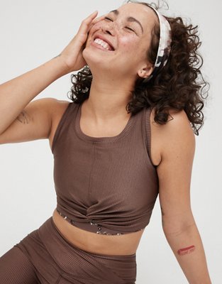 OFFLINE Ribbed Shine Twist Front Sports Bra