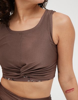 OFFLINE Ribbed Shine Twist Front Sports Bra