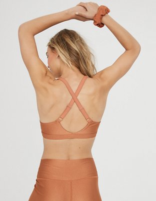 Спортивное бра OFFLINE Shine, на завязках, в рубчик — Aerie — фото 2