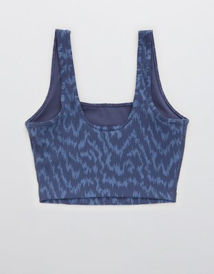 OFFLINE By Aerie Bra deportivo de línea larga en punto elástico con cuello cuadrado