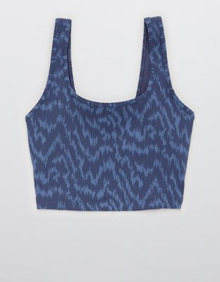 OFFLINE By Aerie Bra deportivo de línea larga en punto elástico con cuello cuadrado