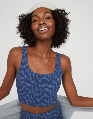OFFLINE By Aerie Bra deportivo de línea larga en punto elástico con cuello cuadrado