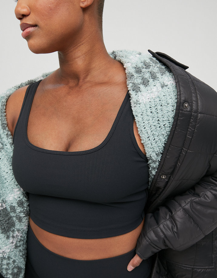 OFFLINE By Aerie Ribbed Square Neck Longline Sports Bra in 2023