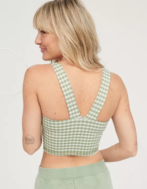 OFFLINE By Aerie Gingham Square Neck Sports Bra