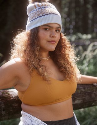 OFFLINE By Aerie Bra deportivo en punto elástico con escote profundo