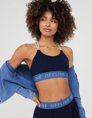 OFFLINE By Aerie Goals Logo Strappy Sports Bra  Strappy sports bras, Sports  bra, Mens outfitters