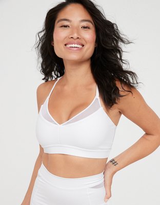 PLUNGE NECK SPORTS BRA - WHITE