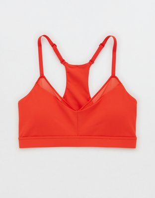 Aerie Pointelle Padded Longline Bra Red Medium NWT