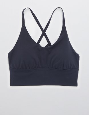 Aerie Real Me Strappy Back Sports Bra In Black