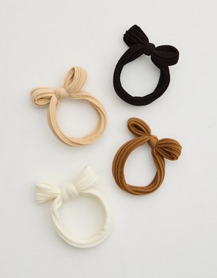 Aerie Wide Elastic Bow Hair Tie 4-Pack