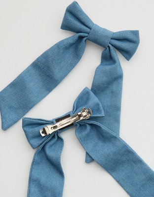 Aerie Denim Hair Bow 2-Pack