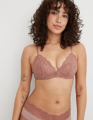 Aerie Real Power Wireless Push Up Eyelash Lace Bra