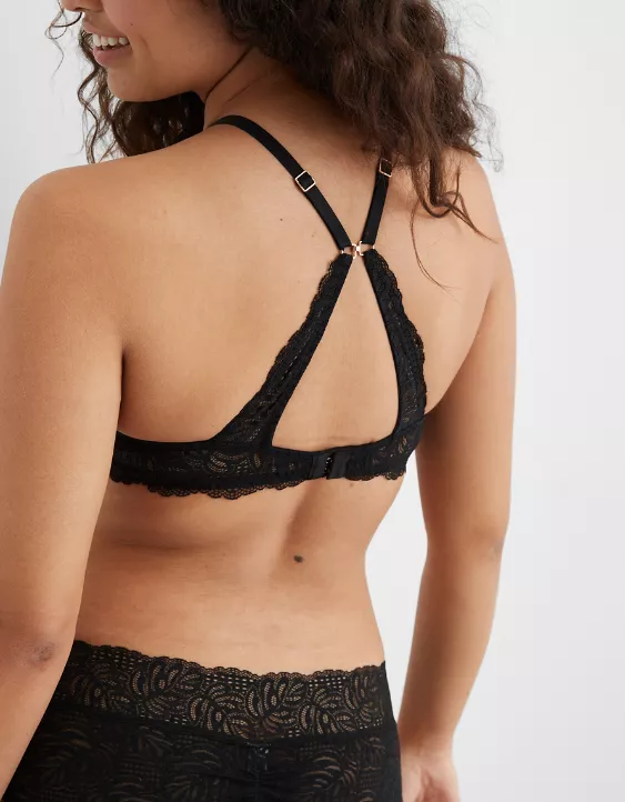 Aerie Real Power Wireless Push Up Be Free Lace Bra