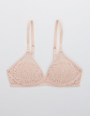 Aerie Real Power Wireless Push Up Far Out Lace Bra